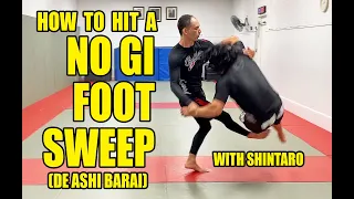 How to Hit a No Gi Foot sweep: De-Ashi Barai (BJJ/Judo/Jiu-Jitsu)