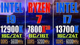 INTEL i9 12900K vs RYZEN 7 7800X3D vs INTEL i7 13700K || PC GAMES TEST ||