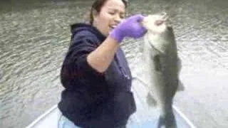 My girl Ann catching a nice bass