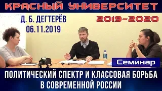 Политический спектр и классовая борьба в современной России. Семинар. Д.Б.Дегтерёв. 06.11.2019.