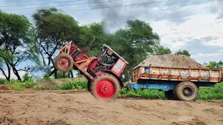 Belarus Tractor Fail On Ramp With Heavy Load Trolley | tractor video | tractor trolley pulling out