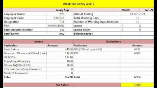 Wow 86000 salary,  DSSSB TGT salary slip