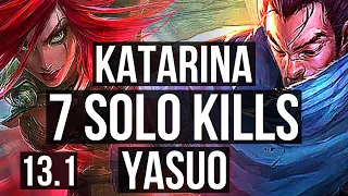 KATARINA vs YASUO (MID) | 14/1/3, Legendary, 7 solo kills, 1.7M mastery | EUW Master | 13.1