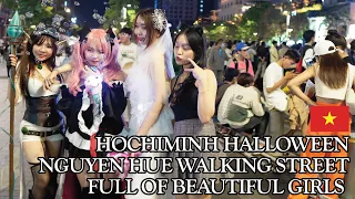 🇻🇳[4k] Halloween night Vietnam Midnight Beautiful Women Girls walking street (Ho Chi Minh)