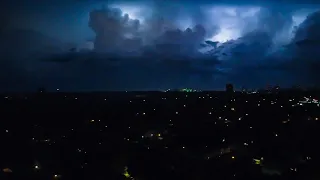 Lightning Storm and Fireworks light up the Milwaukee night sky on 4th of July, 2022