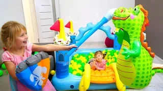 Margo and Nastya play. New Inflatable Princess Castle Toy