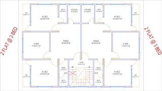 HOUSE PLAN DESIGN | EP 261 | 2000 SQUARE FEET TWO-UNIT 3BHK HOUSE PLAN | LAYOUT PLAN