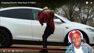 Dropping electric Tesla keys in public reaction!