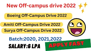 Boeing, Amiti, Surya Off-campus Drive 2022 || Batch:2020, 2021,2022 || Salary: 6 LPA @techlecture