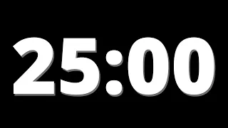 25 Minute Countdown Timer With Alarm (Black Background, No Music, No Sound)