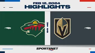 NHL Highlights | Wild vs. Golden Knights - February 12, 2024