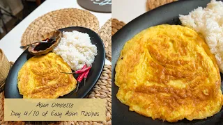 How to make Asian Thai Lao Fusion Omelette Quick Fried Eggs Recipe 🍳🌶🍚🔥