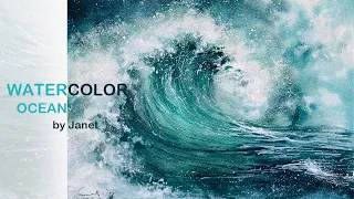 How to Paint Ocean Waves just  in four Colors .Watercolor painting without pencil sketch.