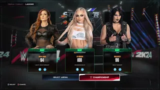 WWE 2K24 Liv Morgan Vs Becky Lynch Vs Rhea Ripley Womens World Champion Ladder Match