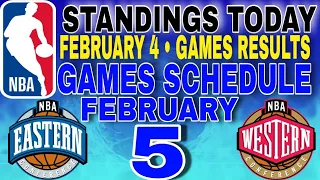 nba standings today February 4, 2024 | games results | games schedule February 5, 2024
