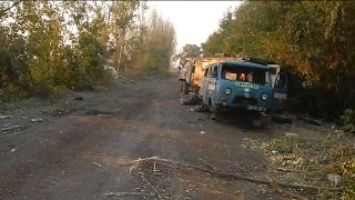 August 2014 Mnohopilya. Destroyed Ukrainian army positions.