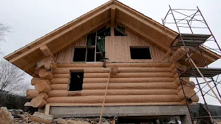 Building LOG CABIN Alone S4 Ep6 - It Looks Like a Real Home Now When Finally finished A-frames