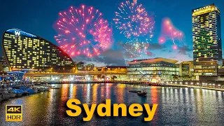 Sydney Australia Walking Tour - Darling Harbour Fireworks | 4K HDR