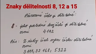 Znaky dělitelnosti 8, 12, 15