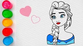 Drawing and coloring Elsa Princess for kids & toddlers
