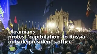 Ukrainians protest ‘capitulation’ to Russia outside president’s office