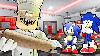SONIC AND BABY SONIC ESCAPE PAPA PIZZA PIZZERIA IN ROBLOX