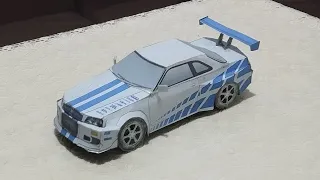 Making a Nissan Skyline R34 car out of paper. @FeridMemmedli-09.02