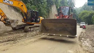 Back to Hilly Road with JCB Excavator and SD300 Wheel Loader-Hilly Road Work