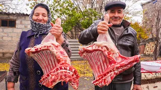 The Most Delicious LAMB RIBS KEBAB Recipe On The Sadj! Relaxing Rural Life in Azerbaijan Village!