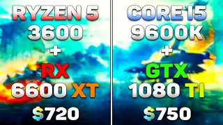 Ryzen 5 3600 + RX 6600 XT vs Core i5 9600K + GTX 1080 Ti | PC Gameplay Tested