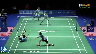 Fajar Rian Power Smash to beat Olympic Champion | Fajar/ Rian vs Lee Yang/ Wang Chi Lin