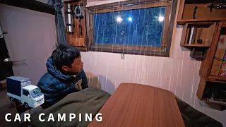 [Winter car camping] -1°C rain camping. Too cold altitude 900m | DIY light truck camper | 135