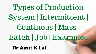 Types of Production System | Intermittent | Continous | Mass | Batch | Job | Examples