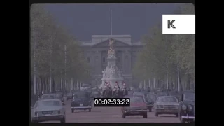 Horse Guards on The Mall, Buckingham Palace, 1970s London, HD