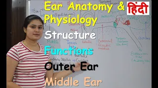 Ear anatomy & physiology in Hindi | Part 1 | Structure | Functions | Outer ear | Middle ear