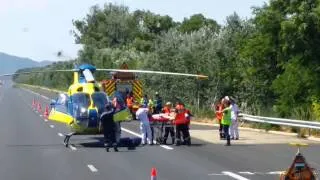 Accident, évacuation d'une victime par hélicoptère