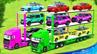 DRIVING POLICE CARS, CHEVROLET, AUDI & PEUGEOT CARS WITH HYUNDAI TRUCKS BATTLE - FS22