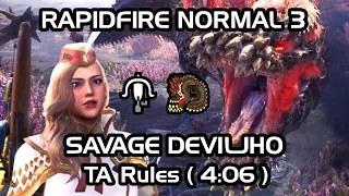 [MHW:I] Lightbreak Gun LBG (Rapidfire Normal 3) vs MR5☆ Savage Deviljho. TA Rules Solo ( 4:06 )