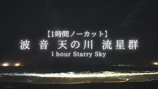 【1時間ノーカット】波音と星空、流星群の夜／環境音／自然の音／作業用ＢＧＭ、ＢＧＶ／ペルセウス座流星群／リアルタイム星空動画／1hour Starry sky and sound of waves