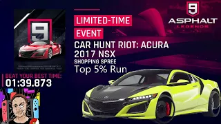 Acura 2017 NSX - Car Hunt Riot Top 5% Path / VW XL Car Hunt Advice - Asphalt 9 Legends - Nin Switch