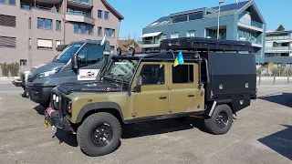 Land Rover Defender 130 and IVECO Daily 35S18 4x4 with our Canopy