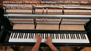 AMEB Piano Grade 7,Beethoven, Rondo Allegro 3rd movement, Sonata Pathétique, The Piano Kid Melbourne