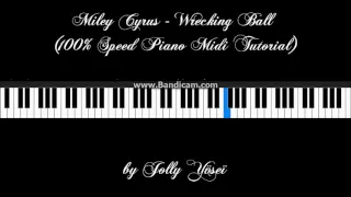 Miley Cyrus - Wrecking Ball (100% Speed Piano Midi Tutorial)