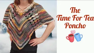 How to Crochet Easy Shell / V Stitch Raglan Poncho Tutorial | The Time For Tea Poncho