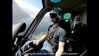 Helicopter mission with pilot view; logging with H125