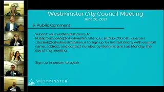 FULL MEETING: Westminster City Council Meeting - June 28, 2021