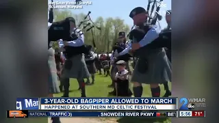 3-year-old bagpiper's dream comes after marching in South Maryland Celtic Festival