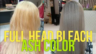 Full Head Bleach & ASH Blonde Color by AISHA BUTT