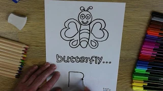 Easy Kids Art Draw & Colour the Alphabet Letter B for Butterfly dot to dot