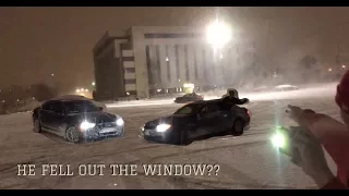 Snow NIGHT!! BMW E90 vs AUDI A4 B8